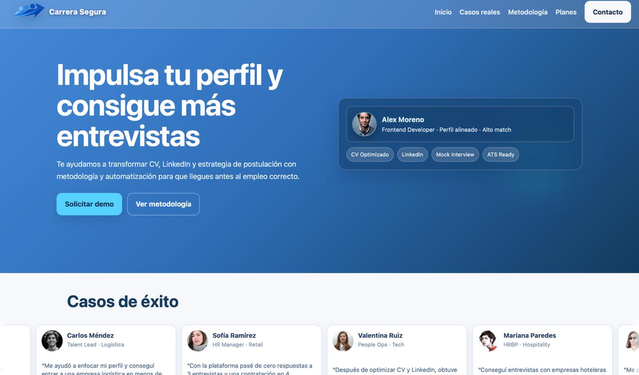 Sitio corporativo con onboarding rápido